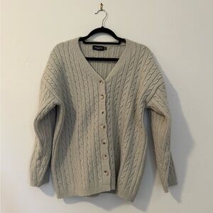 Women's Light Grey Cable Knit Sweater
